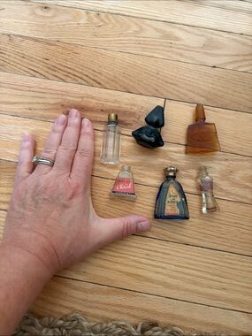 Assorted Small Decorative Glass Bottles - Clear, Black, Amber